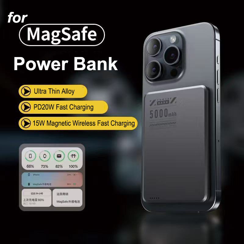 Power Bank Slim - Ultra İnce Manyetik Powerbank Qi2 Kablosuz