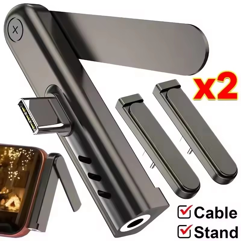 Desk Phone Stand - 2/1 adet taşınabilir USB C 3.5mm