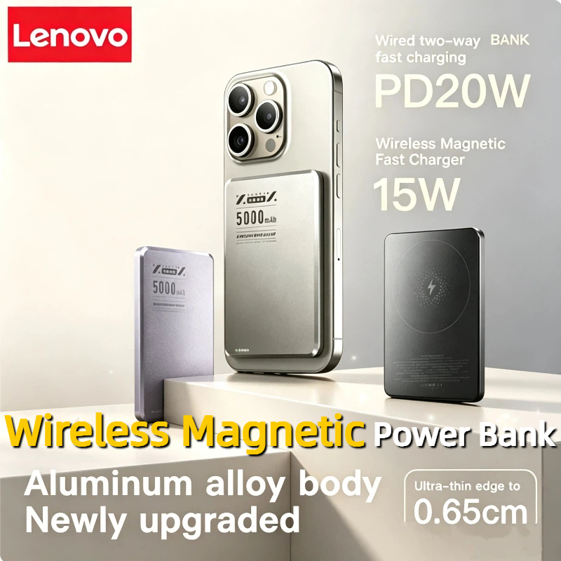 Power Bank Slim - Lenovo10000mAh Ultra İnce Manyetik PowerBank Qi2